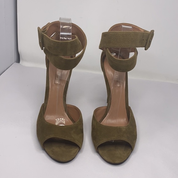 Samuele Failli Sz 8.5 Olive Green Suede Sandals - Picture 8 of 16